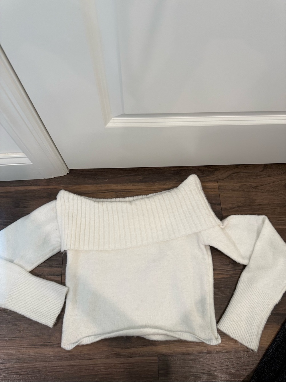 Garage Off-the-Shoulder Cream Knit Sweater